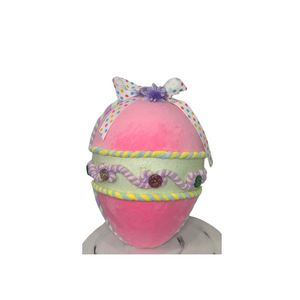 Large 10" Pastel Foam Velvet Easter Egg - Choose Pink, Yellow, or Mint Green - Styrofoam Hanging Decor - Easter Wreath Attachment (MT26010)