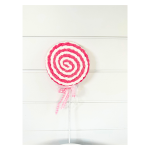 22" Pink & White Small Lollipop Pick - Whimsical Candy Themed Decor-84085PKWT