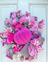 Breast Cancer Awareness Pink Pumpkin Wreath - Handcrafted Pink Ribbon Decor - Hope and Support-TCT1684 TCT Crafts