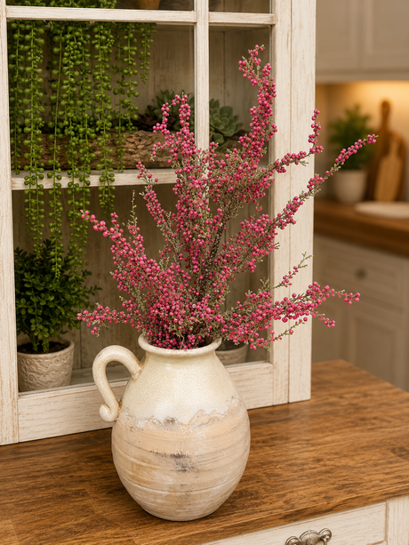 Artificial Pink Glitter Mini Berry Spray — 30 Inch Pink Floral Stem -65676-PK Golden Bell