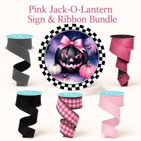 Pink Jack-O-Lantern Deluxe Sign Ribbon Bundle-HB105 TCTCrafts