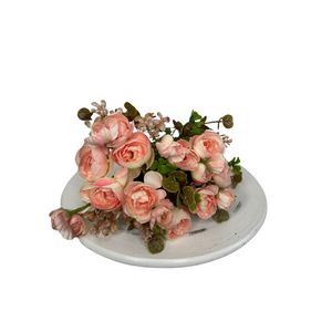 13" Blush Artificial Mini Ranunculus & Blossom Flower Bundle - Elegant Home Decor - Artificial Flowers for Arrangements (5499-BLS)