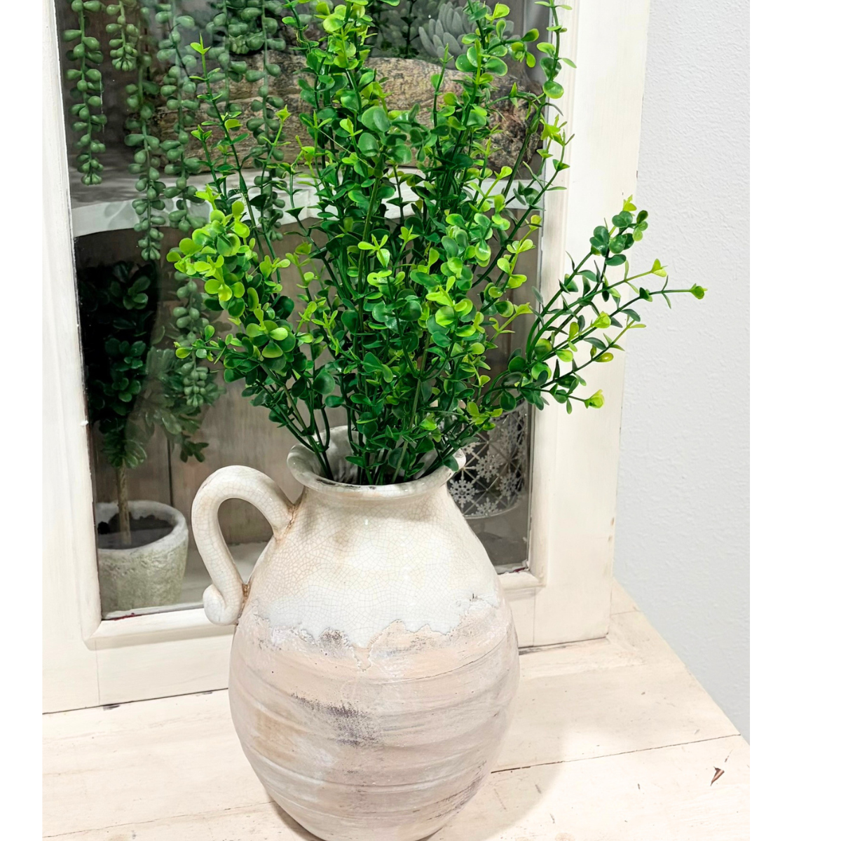 Plastic Boxwood Bush | Mixed Green Everyday Foliage | 21" x 12 Stems Sims Pottery