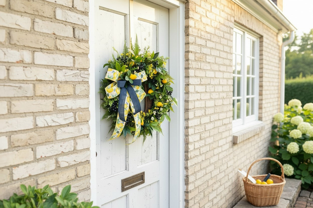 Summer Lemon and Blueberry Wreath – 26" Front Door Decor TCT Crafts