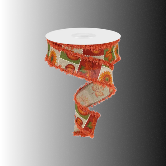 Pumpkin Sunflower Fall Ribbon 1.5 Inch x 10 Yards-RGA813901 Craig Bachman