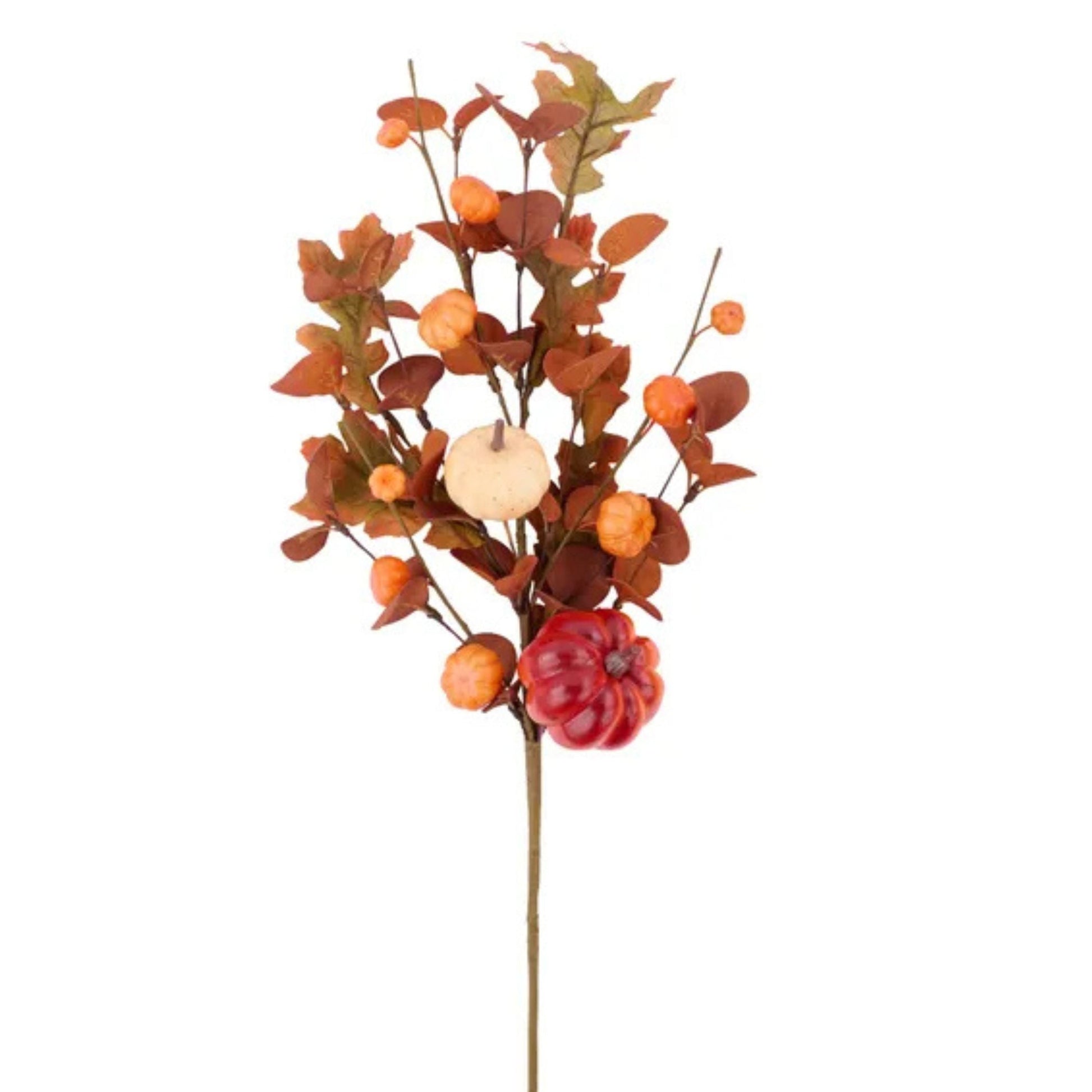 Pumpkin Eucalyptus Fall Spray 28 Inch Floral Stem-HA1764 TCTCrafts