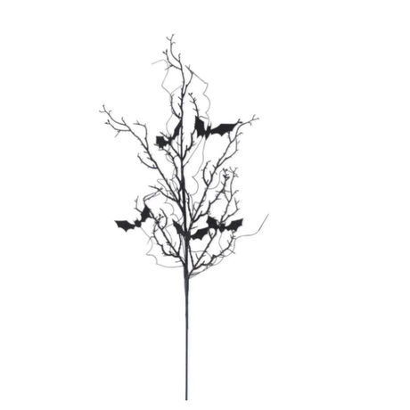 Black Bat Twig Spray with Purple Glitter — 30 Inch Halloween Wreath Supply-42570A K & K Interiors