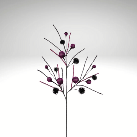 Purple & Black Halloween Tinsel Spray | Glitter Ball Floral Pick-HH133723 TCTCrafts