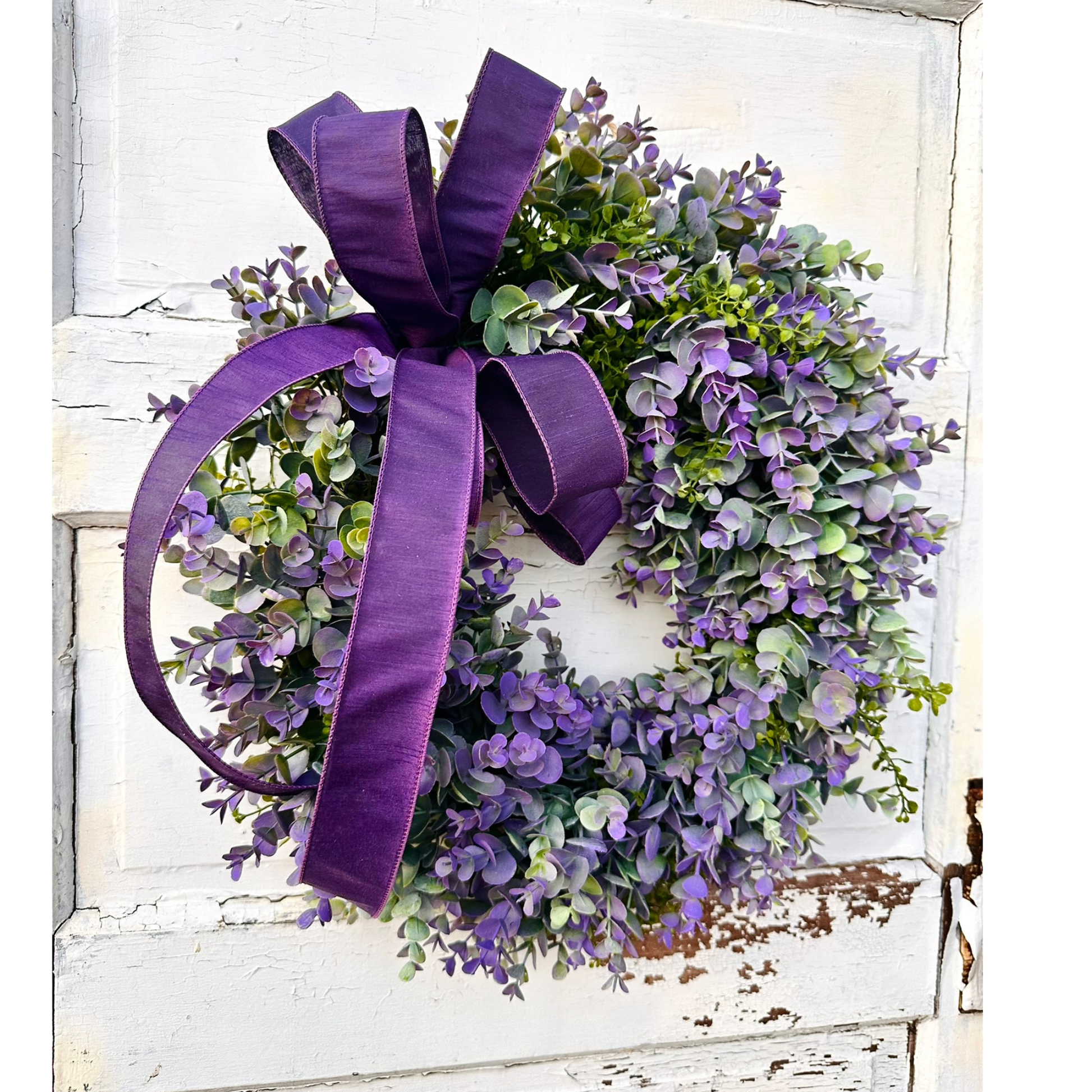 Purple Boxwood Wreath with Velvet Bow | Elegant Spring Summer Grapevine Wreath TCT Crafts