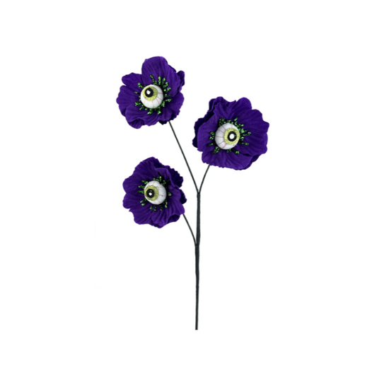 24" Eyeball Flower Spray – Halloween Floral Stem in Black or Purple, Spooky Decor for Wreaths, Arrangements, and Centerpieces Liberty Floral