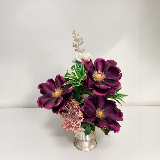 Purple Magnolia Floral Arrangement Silk Flower Centerpiece TCT Crafts