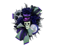 Load image into Gallery viewer, Purple Steampunk Halloween Skeleton Wreath - Spooky and Stylish Décor (26x19in) -TCT1658