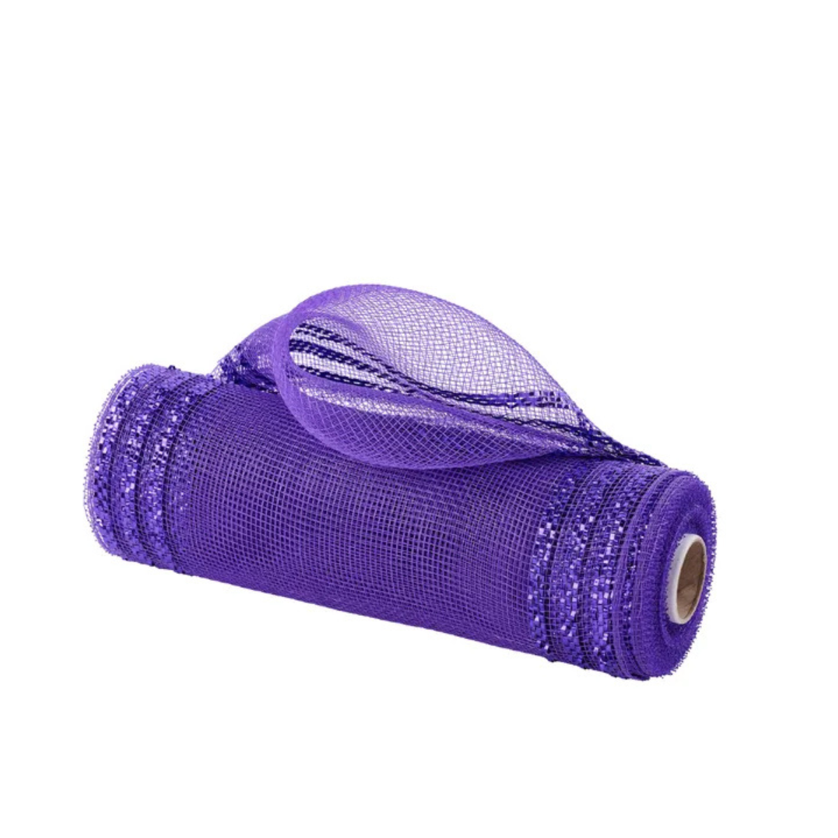 10"x10yd Border Stripe Metallic Mesh - Purple with Purple Foil - Premium Wreath Supplies-RE850223 Craig Bachman