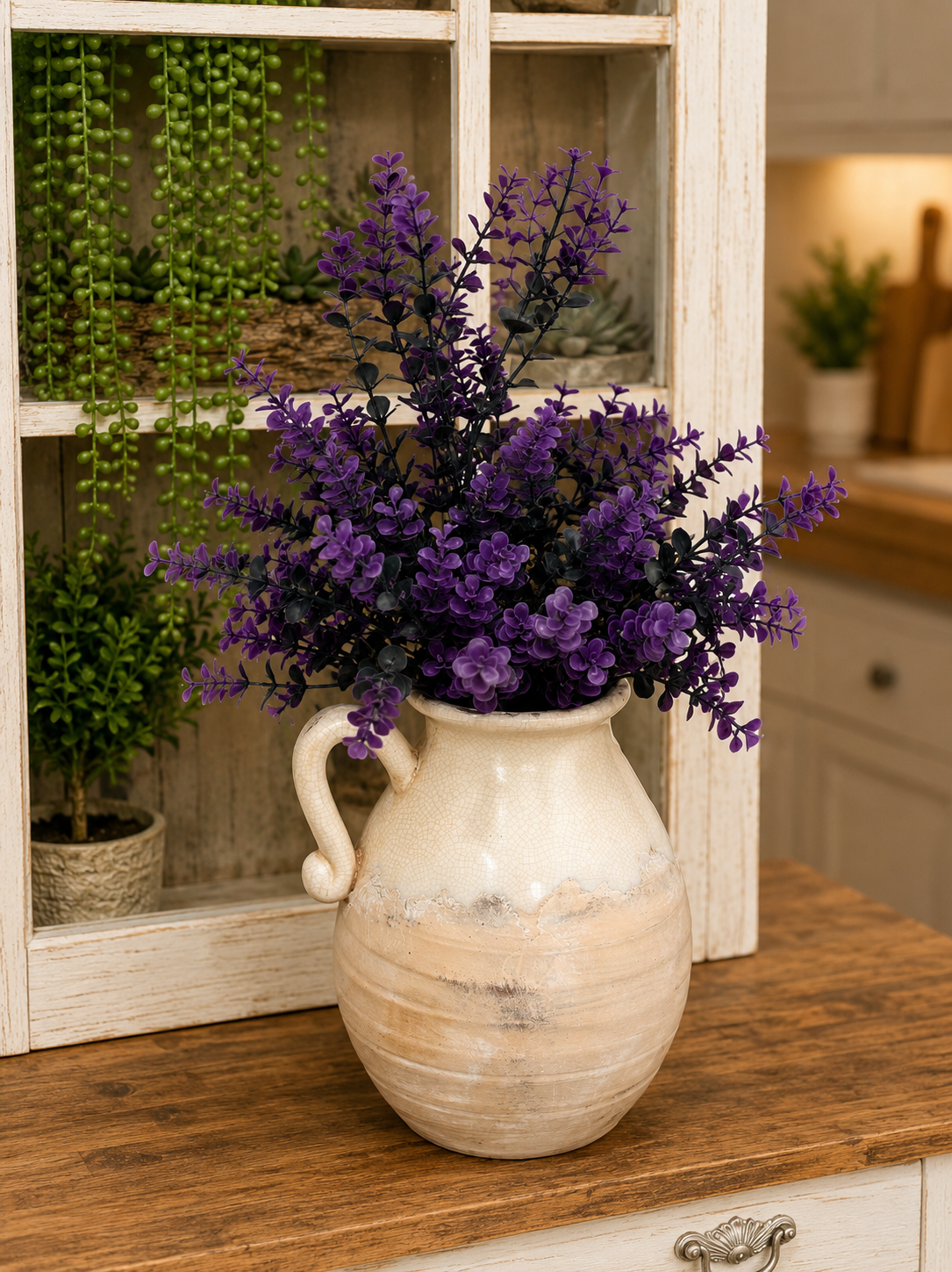 Artificial Purple Halloween Boxwood Bush — 17 Inch Dark Floral Stem for Halloween-65691-PU Golden Bell