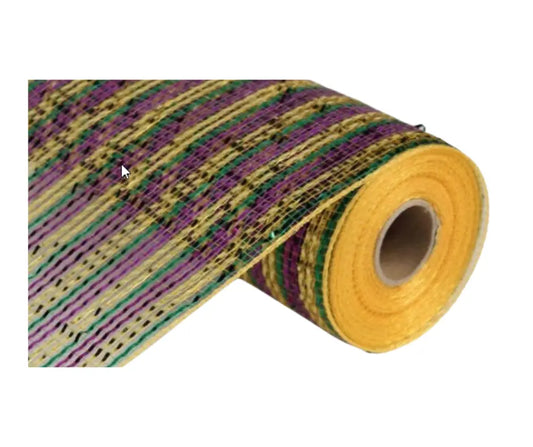 RE1347W3-10 Inch Wide Multi Color Foil Mesh-Mardi Gras Craig Bachman