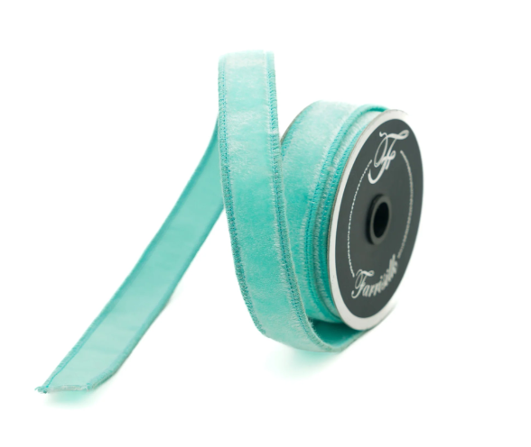 1"x10yd Farrisilk Pastel Blue Velvet Wired Ribbon – Elegant Craft and Decor | TCT Crafts I RG008-80