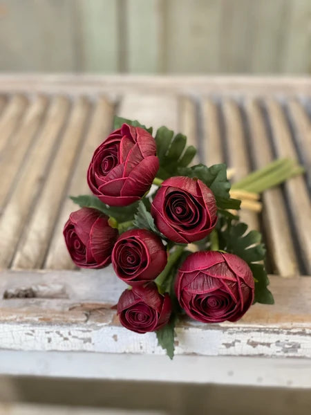 Real Touch Merlot Ranunculus Bud Bundle — 11.5 Inch Bundle of 6 Stems-RH4027 Lancaster & Vintage