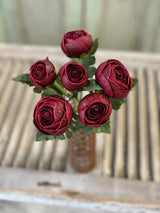 Real Touch Merlot Ranunculus Bud Bundle — 11.5 Inch Bundle of 6 Stems-RH4027 Lancaster & Vintage