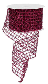 2.75"x10yd Fuchsia Tinsel Mesh Wired Ribbon – Glitter Ribbon for Wreaths & Holiday Décor -RM997607