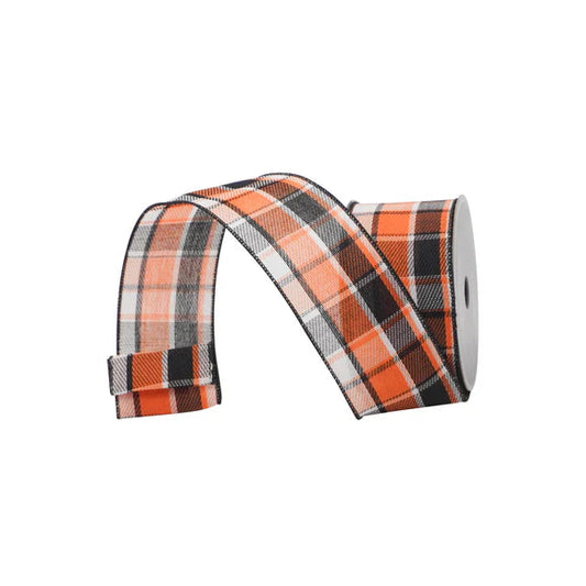 Farrisilk Pumpkin Plaid Wired Ribbon 2.5 Inch 10 Yards-RS261-87 Farrisilk