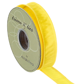 1" x 10yd Yellow Wired Dupion Ribbon – Bright Accent for Bows & Wreaths-RW8310-YE Allstate Floral