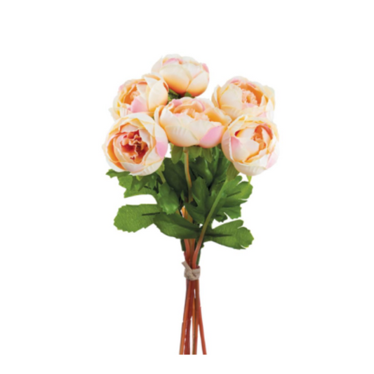 12" Pink and Cream Ranunculus Bundle – 6 Faux Stems for Bouquets & Decor-FBR963 Allstate Floral
