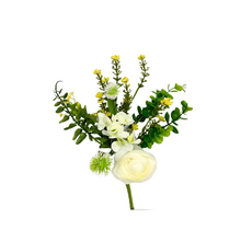 Load image into Gallery viewer, 14&quot; Artificial Cream Ranunculus, Blossom &amp; Seed Pick - Elegant Floral Accent - Artificial Flowers for Arrangements (PM2957-C)