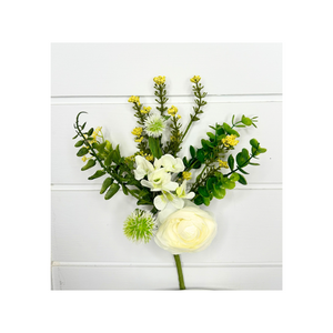 14" Artificial Cream Ranunculus, Blossom & Seed Pick - Elegant Floral Accent - Artificial Flowers for Arrangements (PM2957-C)