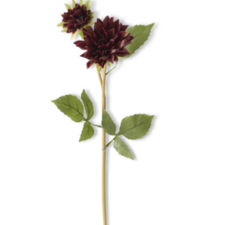 Real Touch Burgundy Dahlia Stem — 24 Inch Moody Fall Floral Stem for Arrangements and Vase Styling-19445C-BU K & K Interiors