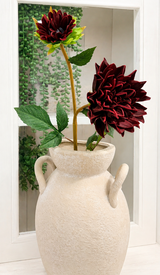 Real Touch Burgundy Dahlia Stem — 24 Inch Moody Fall Floral Stem for Arrangements and Vase Styling-19445C-BU K & K Interiors
