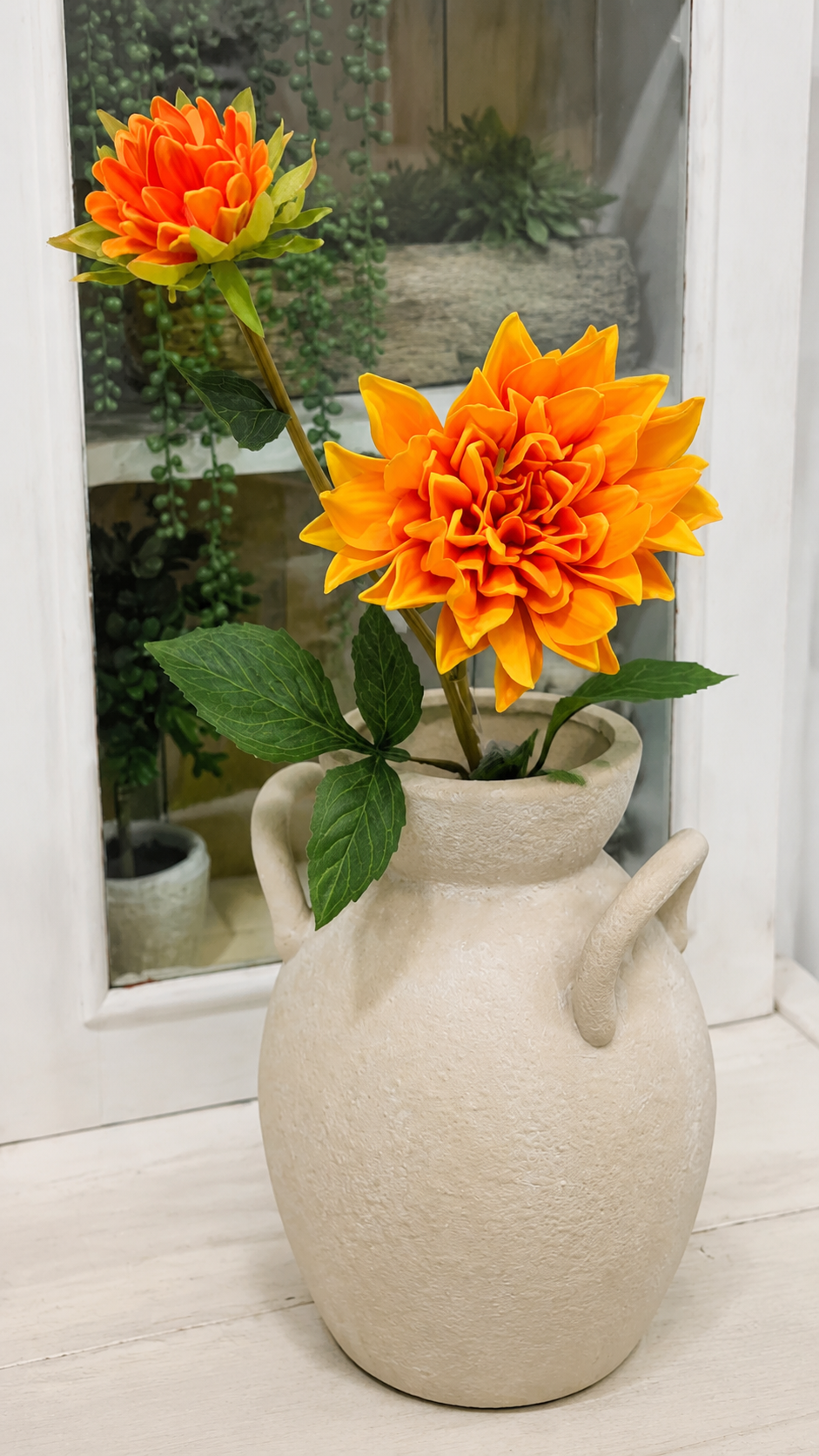 Real Touch Orange Dahlia Stem — 24 Inch Moody Fall Floral Stem for Arrangements and Vase Styling-19445C-OR K & K Interiors