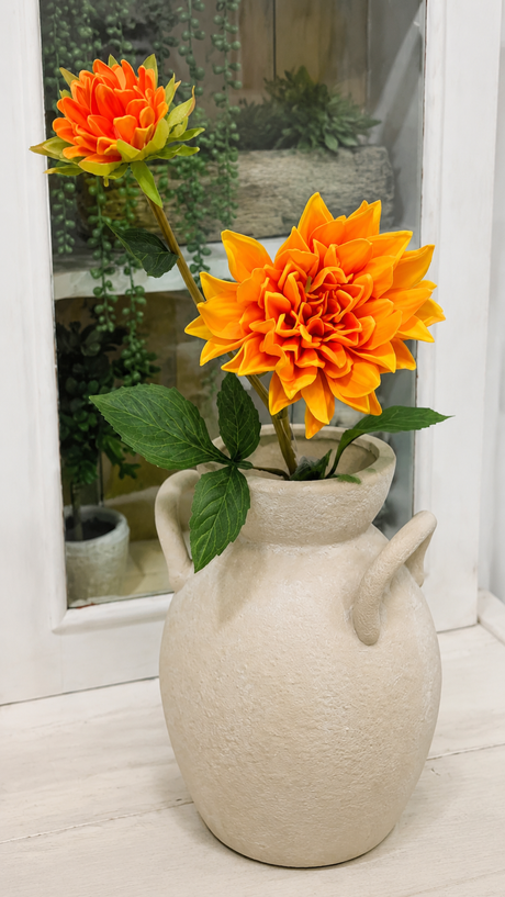 Real Touch Orange Dahlia Stem — 24 Inch Moody Fall Floral Stem for Arrangements and Vase Styling-19445C-OR K & K Interiors