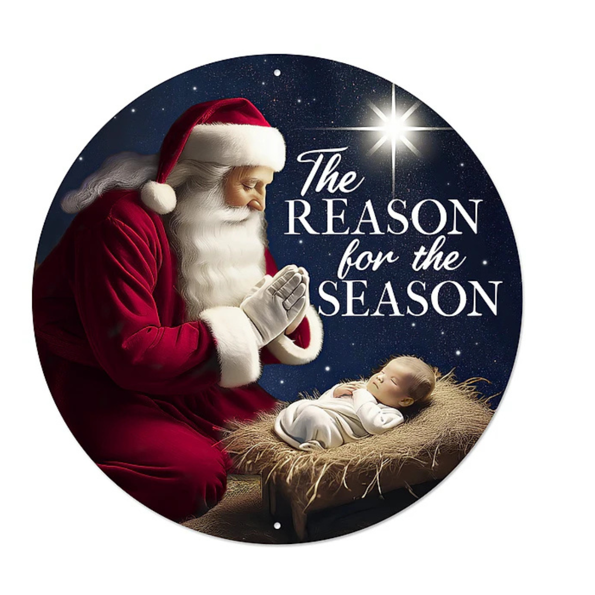 Reason for the Season Sign | Santa Nativity Metal Decor | 12" Christmas Sign-MD1666 Craig Bachman