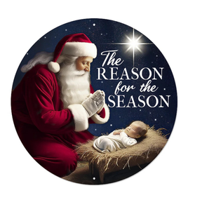 Reason for the Season Sign | Santa Nativity Metal Decor | 12" Christmas Sign-MD1666 Craig Bachman
