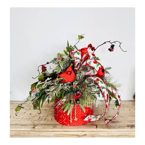 Red Cardinal Holiday Floral Arrangement – 21