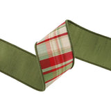 Red Green Plaid Wired Ribbon Dupioni Back 2.5"-5600W-036-63E LA Ribbons