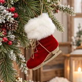 Red Velvet Ice Skate Ornament 7"-85685RD Liberty Floral