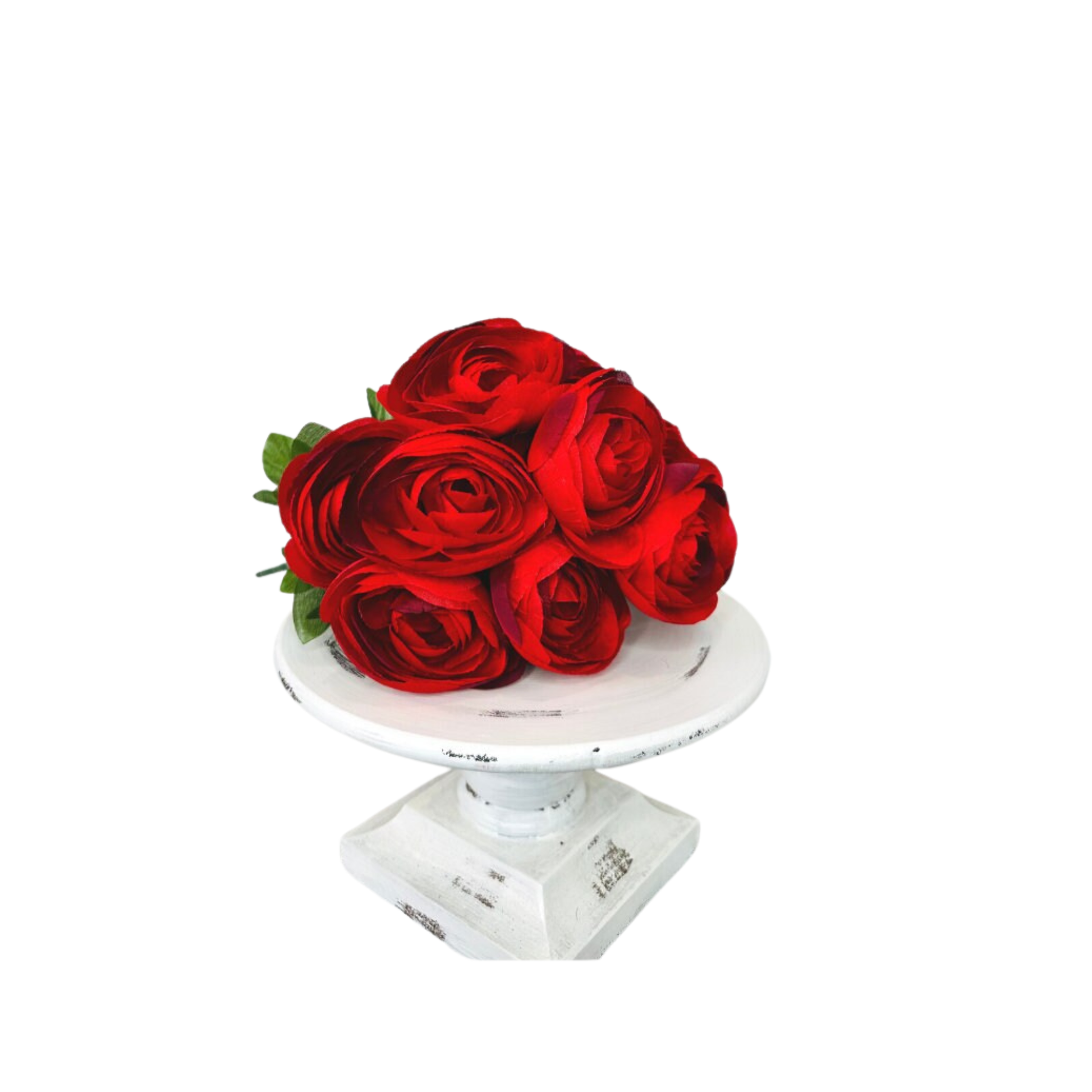 Artificial Red Ranunculus Bush 20 Inch Faux Flower Bush for Wreaths- Liberty Floral