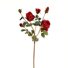 Load image into Gallery viewer, 27.5&quot; Artificial Red Rose Spray | 3 Flowers &amp; 3 Buds with Vintage Dried Flower Look