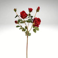 Load image into Gallery viewer, 27.5&quot; Artificial Red Rose Spray | 3 Flowers &amp; 3 Buds with Vintage Dried Flower Look