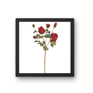 27.5" Artificial Red Rose Spray | 3 Flowers & 3 Buds with Vintage Dried Flower Look