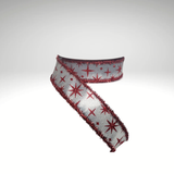 Retro Star Christmas Ribbon 1.5 Inch x 10 Yard Silver Red Wired Ribbon-RG0833926 Craig Bachman