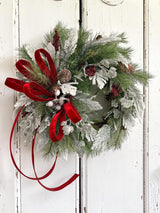 Classic Christmas Grapevine Wreath | Red Velvet Ribbon Winter Door Wreath TCT Crafts