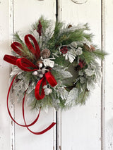 Classic Christmas Grapevine Wreath | Red Velvet Ribbon Winter Door Wreath TCT Crafts