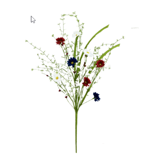 24 Inch Artificial Daisy Filler Spray Red White Blue Patriotic Floral Stem-63503RWB Liberty Floral
