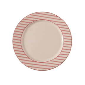 Red Ticking Stripe Charger Plate Set of 4 — 10.25 Inch Christmas Holiday Dining Plates-TC01940 Transpac