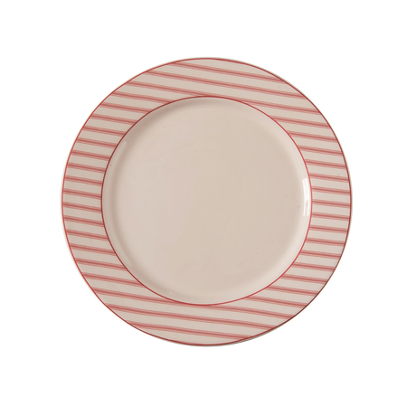 Red Ticking Stripe Charger Plate Set of 4 — 10.25 Inch Christmas Holiday Dining Plates-TC01940 Transpac