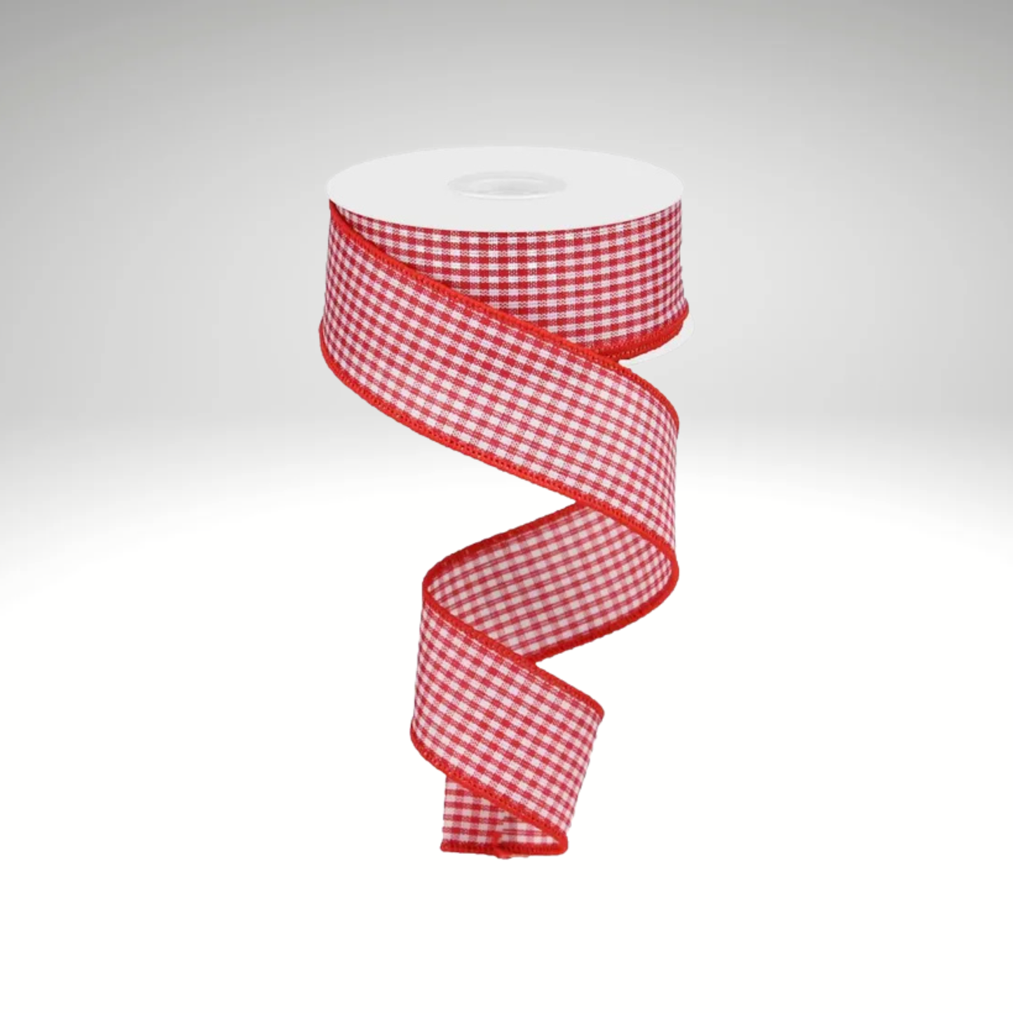 Mini Gingham Check Wired Ribbon – 1.5"x10yd Red/White-RGA1094F3 Craig Bachman