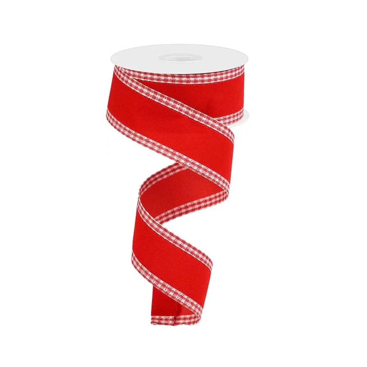 Red Velvet Gingham Edge Ribbon | Wired Christmas Velvet Ribbon | 1.5" x 10yd-RG08994F3 Craig Bachman