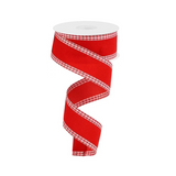 Red Velvet Gingham Edge Ribbon | Wired Christmas Velvet Ribbon | 1.5" x 10yd-RG08994F3 Craig Bachman